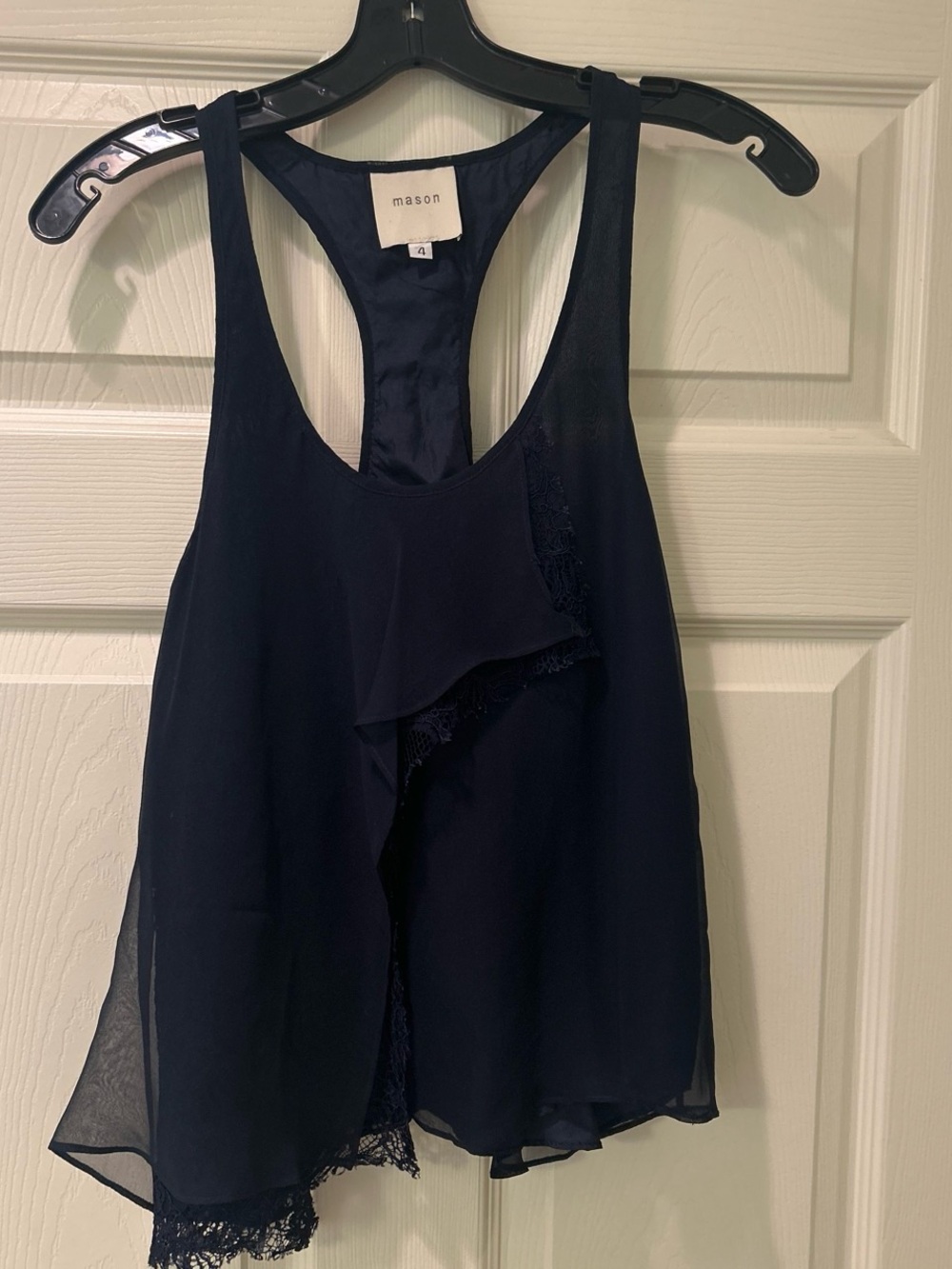 Mason Navy Ruffle Racerback Camisole